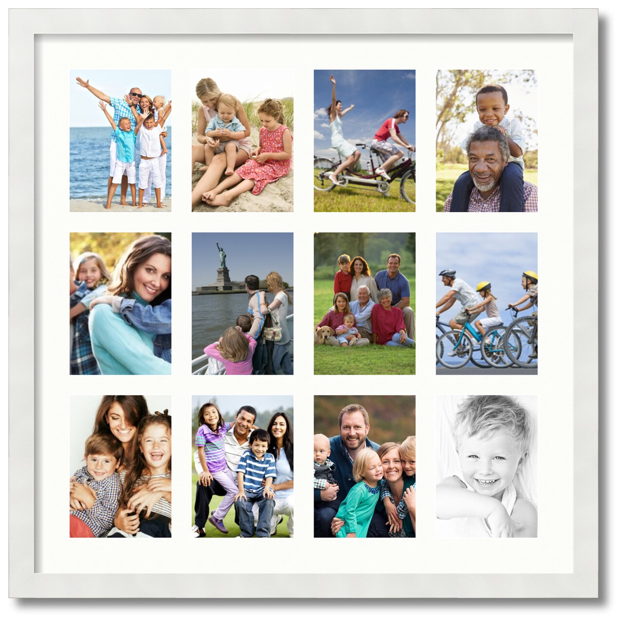 ArtToFrames Collage Photo Picture Frame with 12 - 5x7 inch Openings, Framed in White with Over 62 Mat Color Options and Plexi Glass (CSM-3966-229)